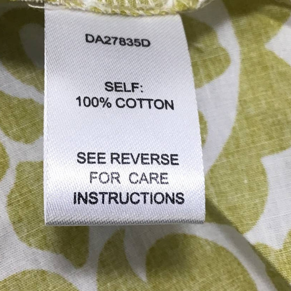 AAKAA SZ S Green 3/4 Puff Sleeve Floral  Cotton Belted Mini Dress NWT B161 - Picture 6 of 7